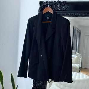 Forever 21 | Women's Black Oversized Button-Up Formal Blazer
